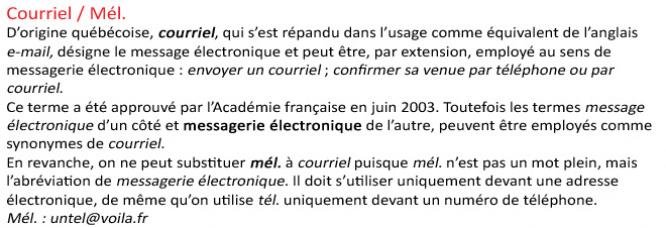 L'Académie Française - le site Internet Courriel