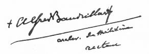 Signature d'Alfred Baudrillart, archevêque de Mytilène