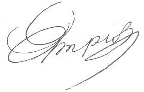 Signature d'Adolphe-Joseph Simonis Empis