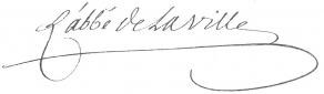 Signature de Jean-Ignace de La Ville, abbé