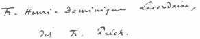 Signature d'Henri Lacordaire
