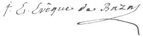 Signature d'Edme Mongin, évêque de Bazas