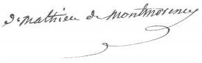 Signature de Mathieu de Montmorency