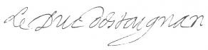 Signature de François-Honorat de Beauvilliers, duc de Saint-Aignan