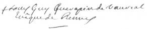 Signature de Louis-Gui de Guérapin de Vauréal, évêque de Rennes